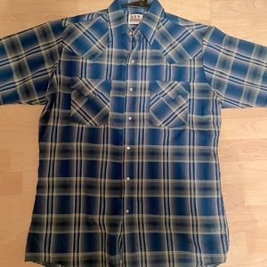 Vintage Ely Cattleman Western short sleeve bottom up shirt. Medium